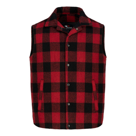 VT164 - Plaid Vest Black/Red / XS Melton and Leather