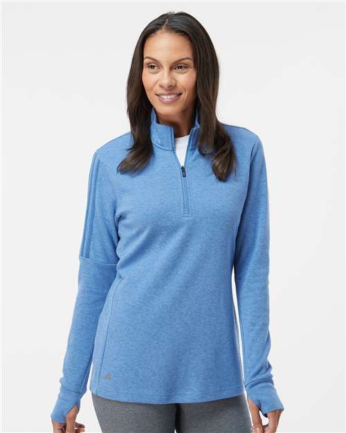 Women’s 3 - Stripes Quarter - Zip Sweater - Focus Blue