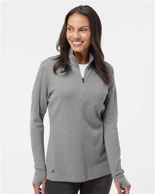 Women’s 3 - Stripes Quarter - Zip Sweater - Grey Three