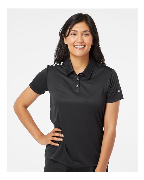 Women’s 3 - Stripes Shoulder Polo - Black/ White / S