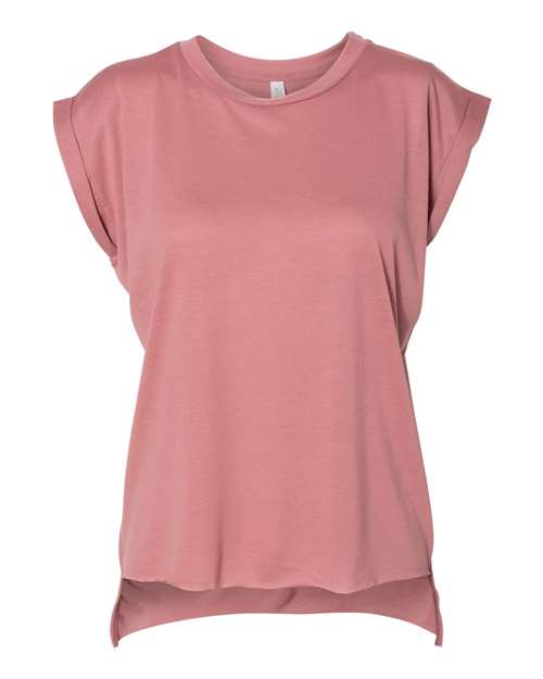 Women’s Flowy Rolled Cuffs Muscle Tee Mauve BELLA + CANVAS T-Shirts