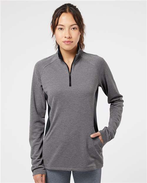 Women's Lightweight Quarter-Zip Pullover Black Heather Carbon Adidas Fleece