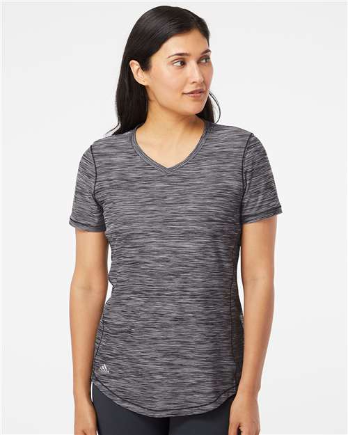 Women’s Mèlange Tech V - Neck T - Shirt - Black Melange / L