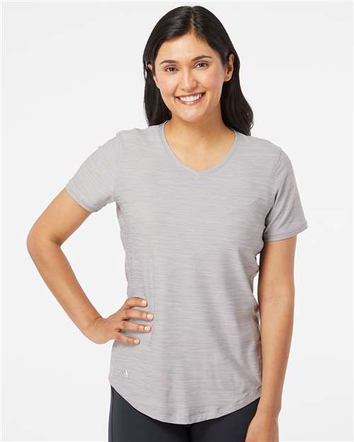 Women's Mèlange Tech V-Neck T-Shirt Mid Grey Melange M Adidas T-Shirts