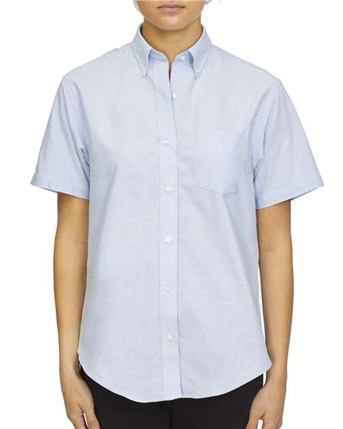 Women's Oxford Short Sleeve Shirt Blue Van Heusen Wovens