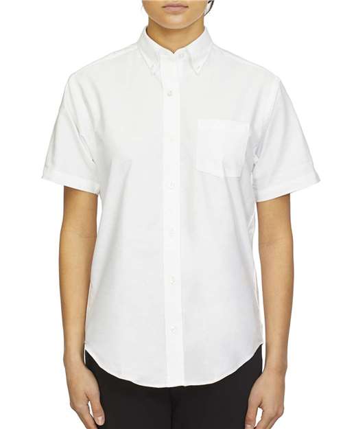 Women's Oxford Short Sleeve Shirt White Van Heusen Wovens