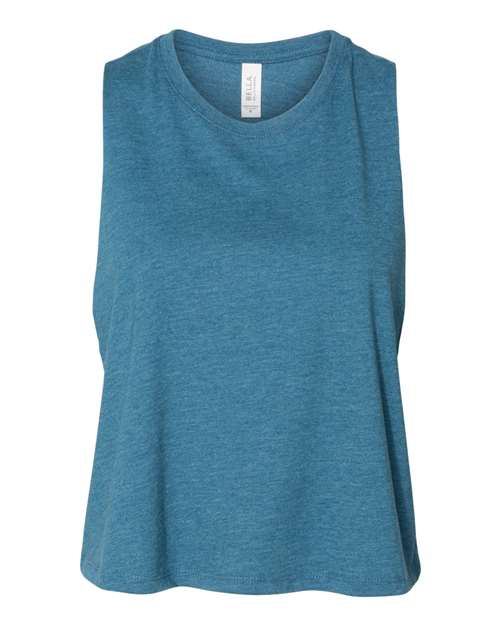 Women’s Racerback Crop Tank - Heather Deep Teal / S