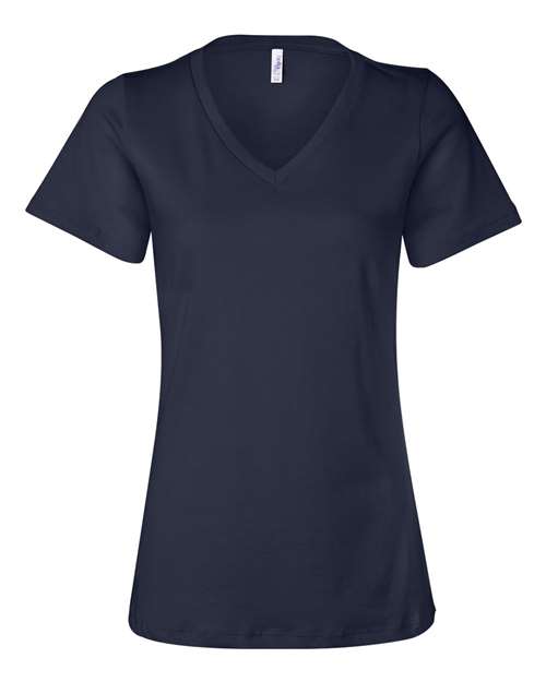 Women’s Relaxed Jersey V-Neck Tee Navy BELLA + CANVAS T-Shirts