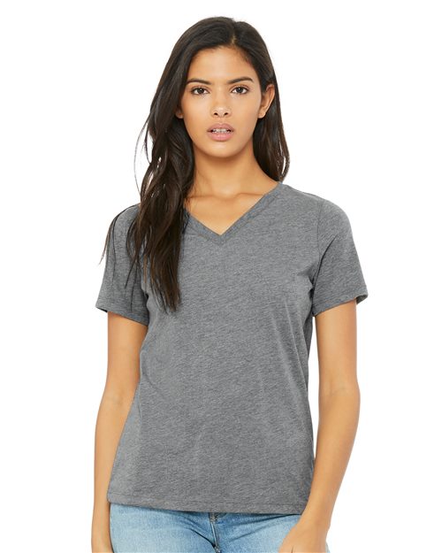 Women's Relaxed Triblend Short Sleeve V-Neck Tee BELLA + CANVAS T-Shirts