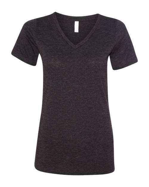 Women's Relaxed Triblend Short Sleeve V-Neck Tee Charcoal Black Triblend BELLA + CANVAS T-Shirts