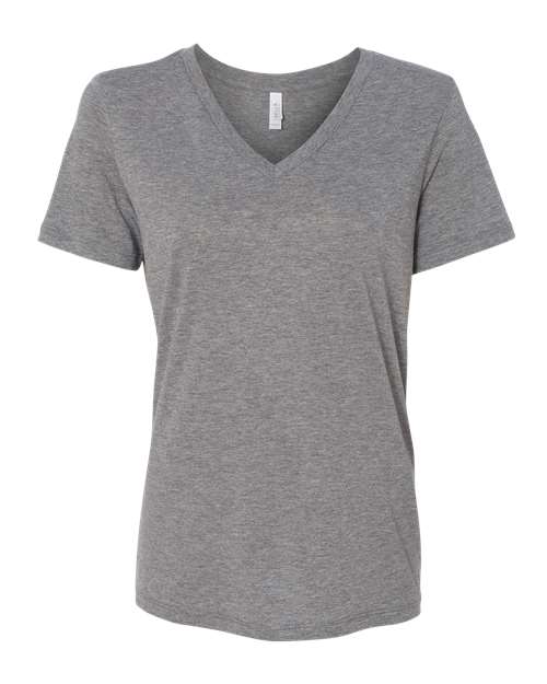 Women's Relaxed Triblend Short Sleeve V-Neck Tee Grey Triblend BELLA + CANVAS T-Shirts