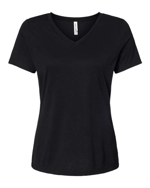 Women's Relaxed Triblend Short Sleeve V-Neck Tee Solid Black Triblend BELLA + CANVAS T-Shirts