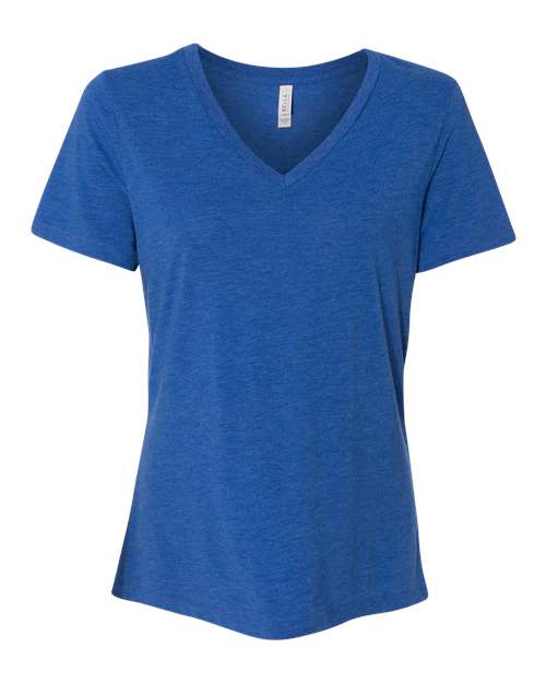 Women's Relaxed Triblend Short Sleeve V-Neck Tee True Royal Triblend BELLA + CANVAS T-Shirts