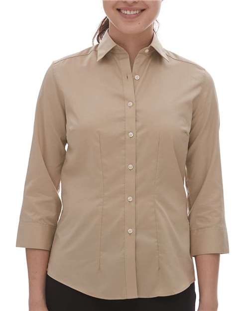 Women's Three-Quarter Sleeve Baby Twill Dress Shirt Sand Van Heusen Wovens - Fall