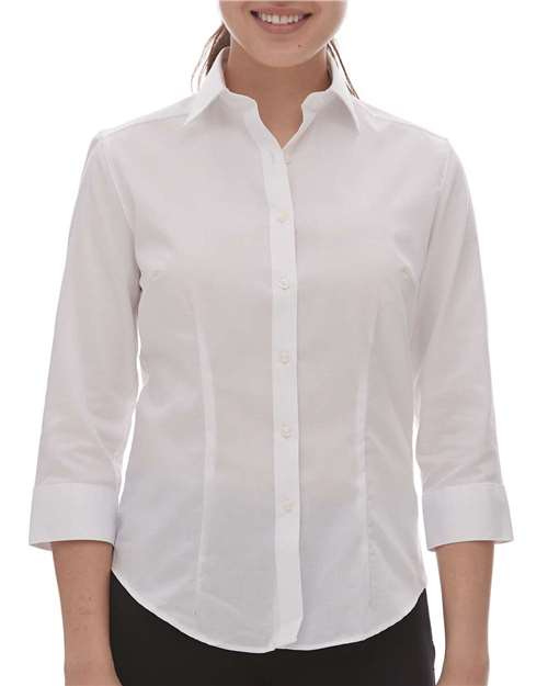 Women's Three-Quarter Sleeve Baby Twill Dress Shirt White XS Van Heusen Wovens - Fall